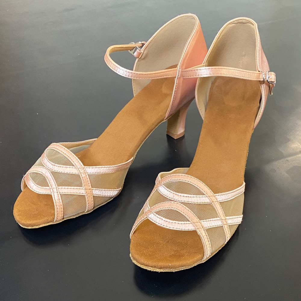Women’s Peach Satin Ankle-Strap Heels